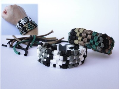 How to Make a Digital Camo Paracord Bracelet from Scraps.Bonus-How to join gutted cords