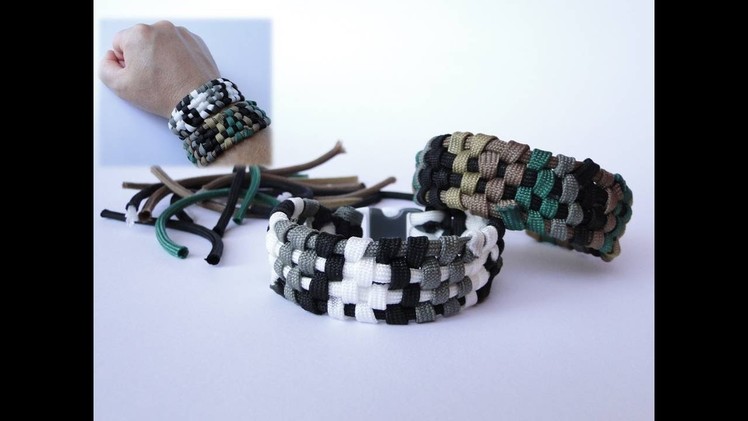 How to Make a Digital Camo Paracord Bracelet from Scraps.Bonus-How to join gutted cords