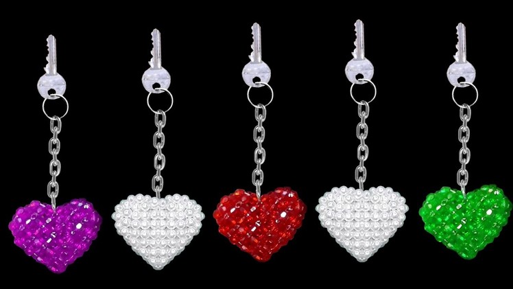 How To Make Crystal Beads Keychains At Home | DIY Home Made Keychains | ♥Heart♥