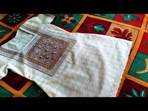 patchwork neck designs for kurtis