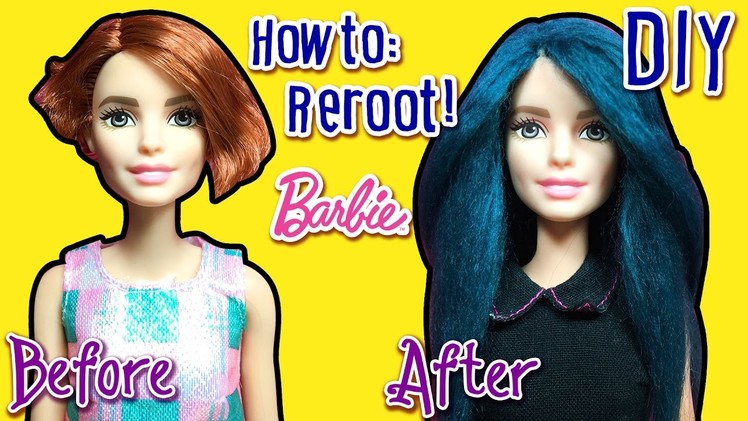 How to Reroot Barbie Doll Hair with Yarn - DIY Barbie Doll Hairstyles - Making Kids Toys