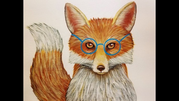 Mr. Fox with Glasses Acrylic Painting Tutorial | How to Paint Woodland Animals | LIVE