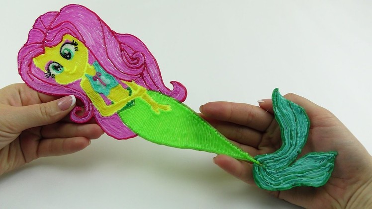My Little Pony DIY Equestria Girls Fluttershy Mermaid Drawing with 3D PEN! Video for Kids