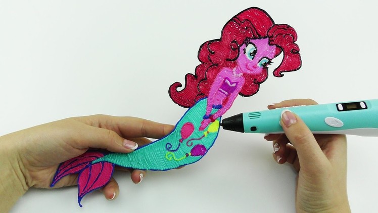 My Little Pony Drawing Pinkie Pie Mermaid with 3D PEN! DIY Video for Kids! Speedpaint