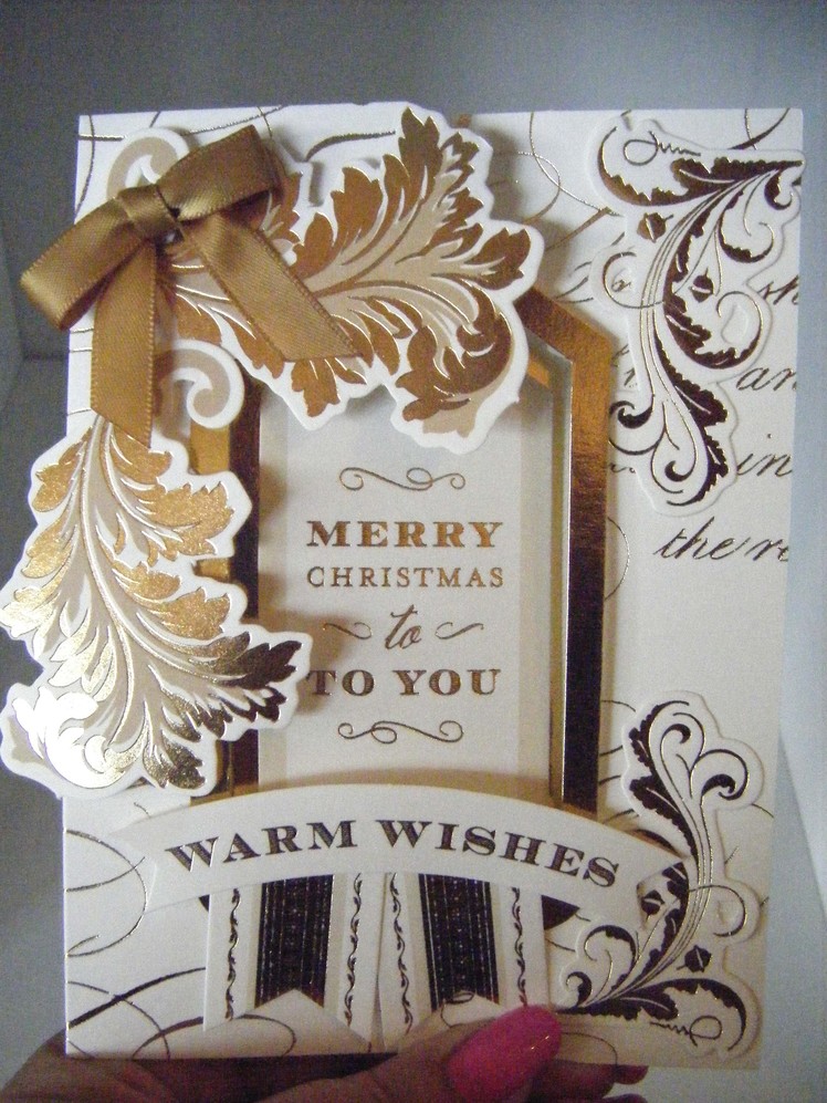 232.Cardmaking Mini Series Part3 Anna Griffin Festive Flips Christmas Gold Card