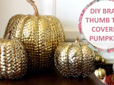 DIY Gold Thumb Tack Covered Pumpkins