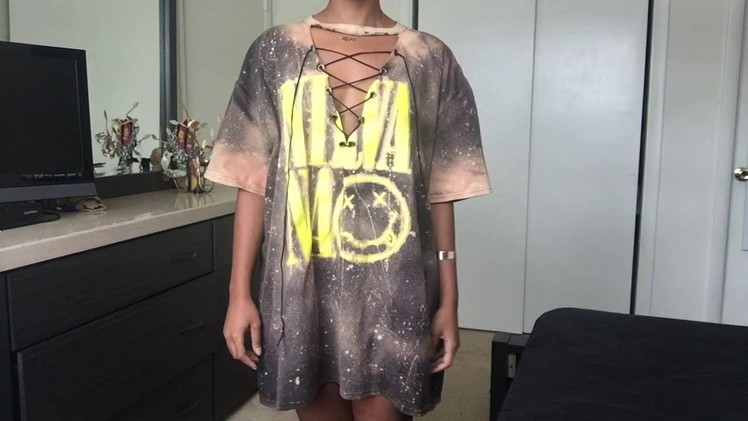 DIY Lace Up T-Shirt Dress | Bleached || TeeTwoTimez
