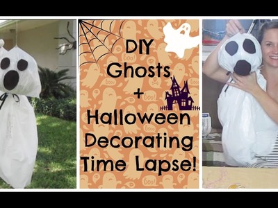 Halloween Decorating Time Lapse + DIY Hanging Ghosts!  Simple Craft!