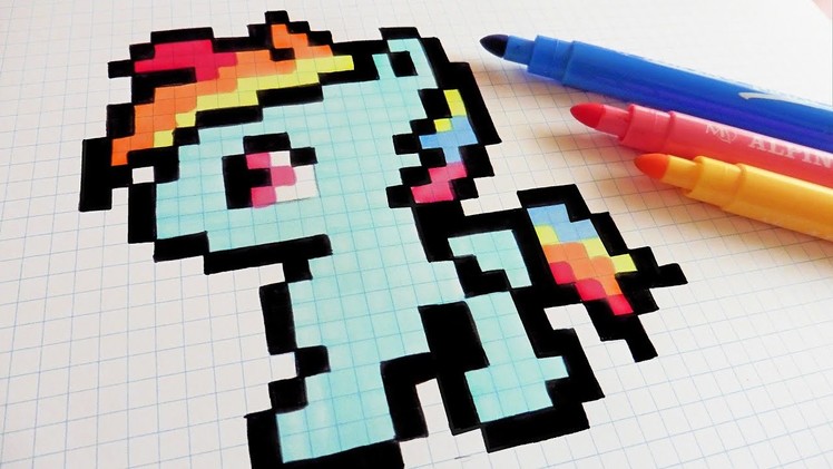 Handmade Pixel Art - How To Draw Little Pony - Rainbow Dash #pixelart