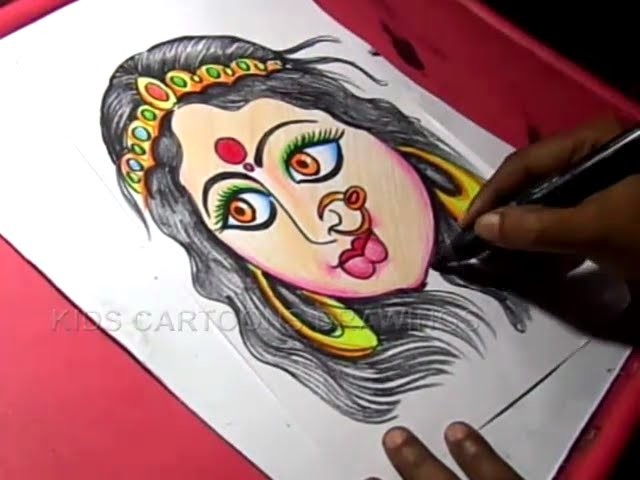 How to Draw Dussehra Greeting Color Drawing Step by Step for Kids