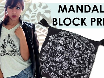 Mandala Block printing. DIY T-shirt. DIY pillow case