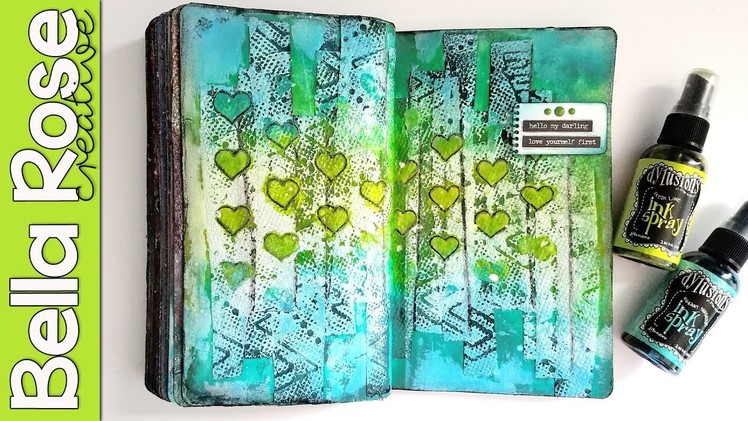 Paper Towel Background + Dylusions Spray Inks - Mixed Media Art Journal