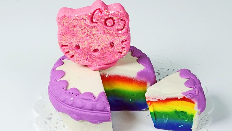 Play Doh Rainbow Cake Glitter Hello Kitty How to Make Rainbow Play Doh Cake & Glitter Hello Kitty