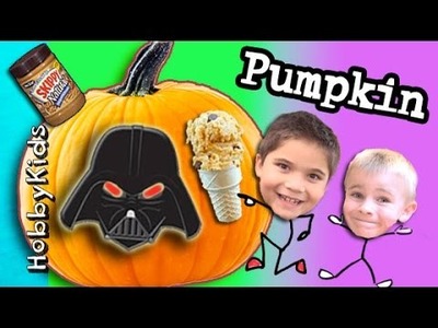 Surprise PUMPKIN Face + Home Made Pumpkin Ice-Cream! DIY Peanut Butter Cones HobbyKidsVids