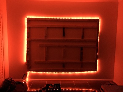 DIY Floating Wall & Unit with LED Lighting for 70" TV (Media Room)