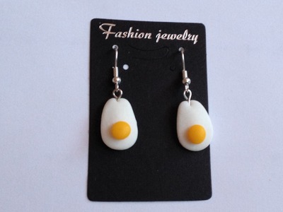 Fried eggs earrings handmade polymer clay - Jajka sadzone kolczyki z modeliny - Modelina