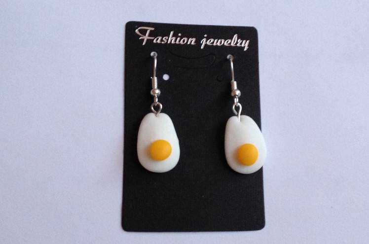 Fried eggs earrings handmade polymer clay - Jajka sadzone kolczyki z modeliny - Modelina