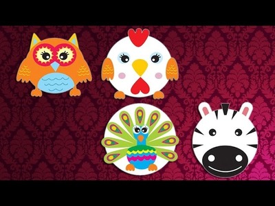 FUNNY PAPER PLATES - FUNNY ANIMALS - ZEBRA, ROOSTER, PEACOCK AND OWL
