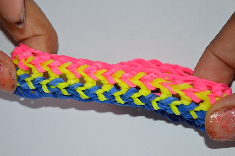 How to Make a Tire Track Rainbow Loom Bracelet - Steps Instruction Tutorial - Mazichands.com