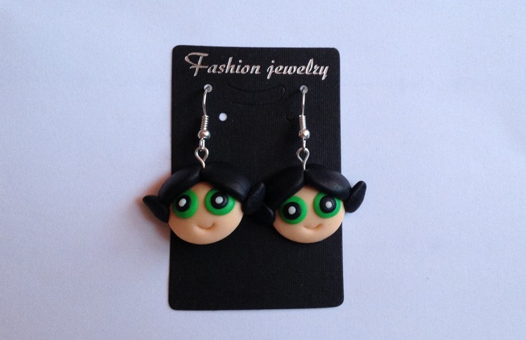 Powerpuff Girls Buttercup earrings handmade polymer clay - Atomowki kolczyki z modeliny -  Modelina