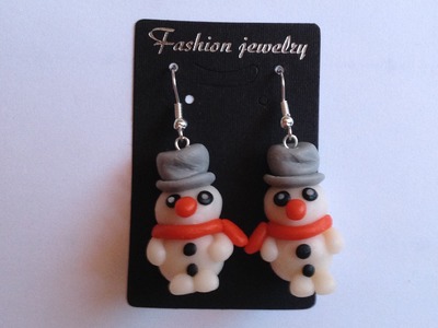 Snowman earrings handmade polymer clay - Balwan kolczyki z modeliny - Modelina