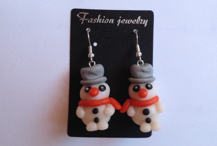 Snowman earrings handmade polymer clay - Balwan kolczyki z modeliny - Modelina