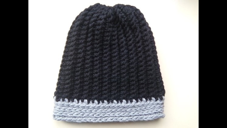 Crochet men's ribbed hat