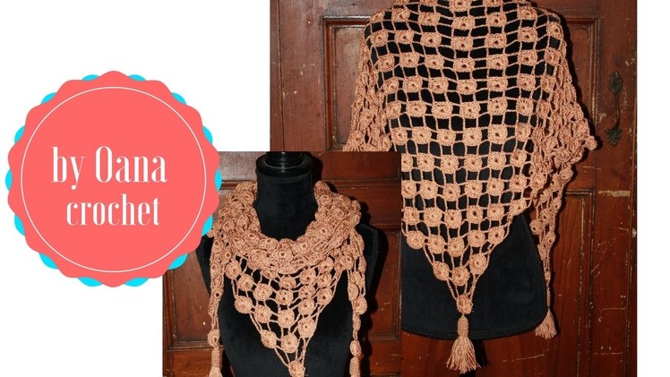 Crochet triangular scarf  by Oana