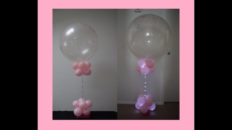 DIY Baby shower Decoration Ideas Balloon Column Centerpiece with Glitter Balloon and lights Tutorial