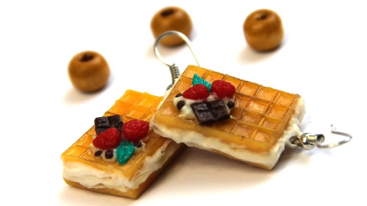 DIY Earrings | Waffles | Miniature Food - Polymer Clay Tutotial