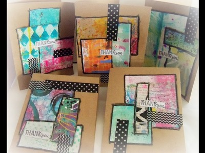 DIY Mixed Media Collage Scrap Paper Cards. How to make easy mixed media cards