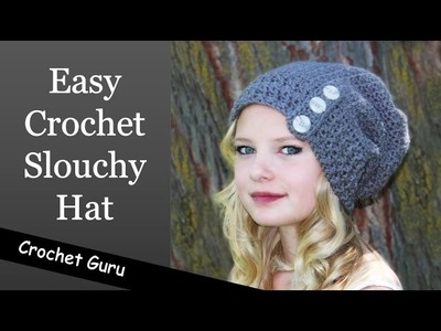 Easy Crochet Slouchy Hat - Button Down Slouch Hat