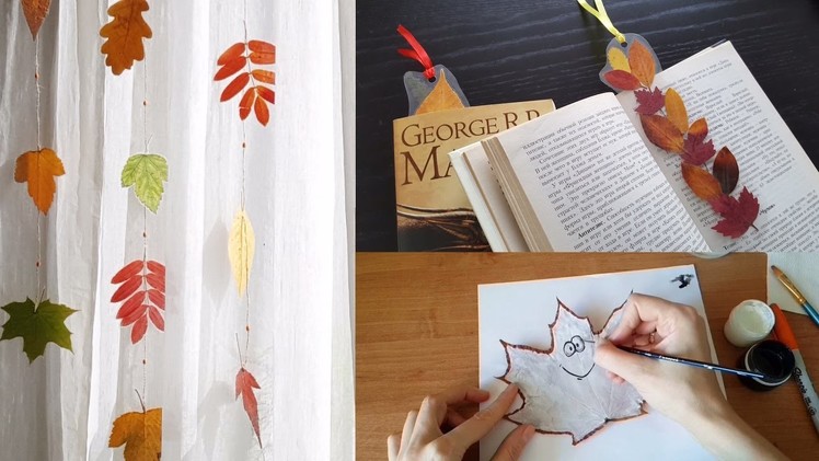 Easy Fall crafts with laminated leaves, Autumn DIY