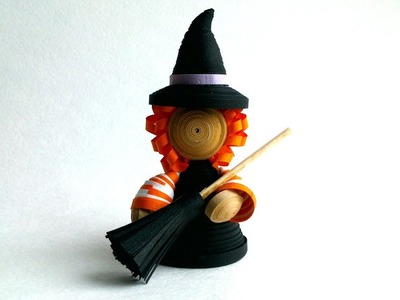 Halloween paper  - How to make a 3D Paper Quilling Witch- Halloween decor