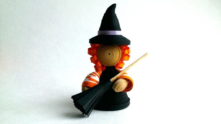 Halloween paper  - How to make a 3D Paper Quilling Witch- Halloween decor