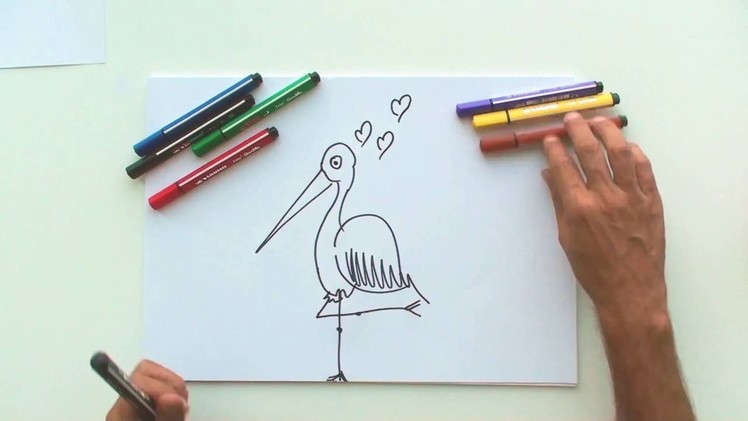 How to draw a stork (STABILO Tutorials, drawing beginners)