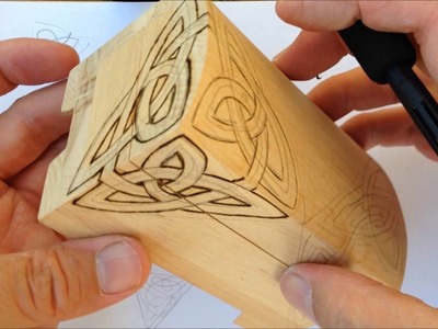 How to Draw Celtic Patterns 150 - Wood Burning an interlace to a box - Part 7 of 12
