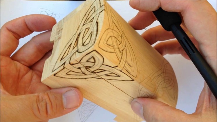 How to Draw Celtic Patterns 150 - Wood Burning an interlace to a box - Part 7 of 12