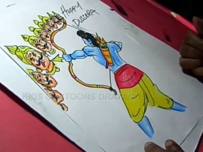 How to Draw Dussehra Greeting Drawing Step by Step for Kids