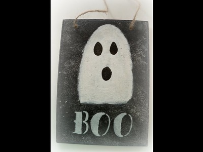 How to make a easy ghost  halloween sign. diy halloween wood signs