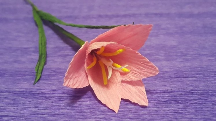 How to Make Pink Rain Lily  Paper Flowers - Flower Making of Crepe Paper - Paper Flower Tutorial