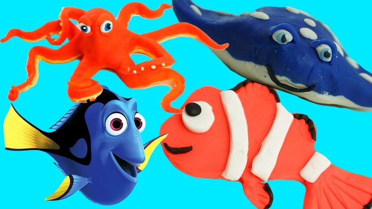 How to Make Play Doh Finding Dory Characters Nemo, Dory, Mr. Ray & Hank! 