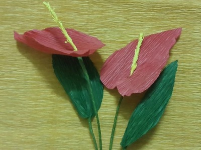 How to Make Red Flamingo Crepe Paper Flowers - Flower Making of Crepe Paper - Paper Flower Tutorial