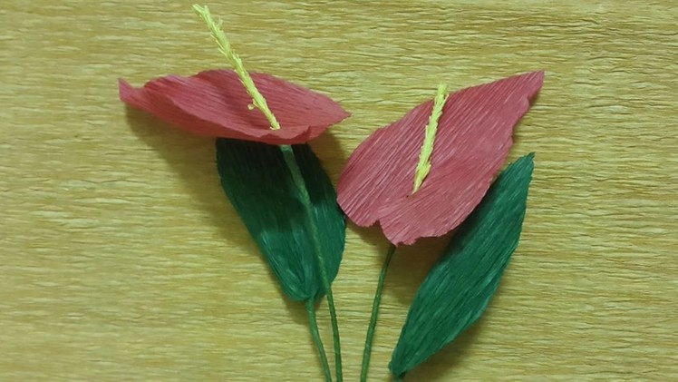 How to Make Red Flamingo Crepe Paper Flowers - Flower Making of Crepe Paper - Paper Flower Tutorial