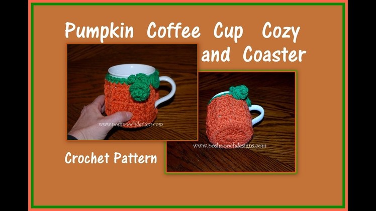 Pumpkin Coffee Cozy and Coaster Crochet Pattern