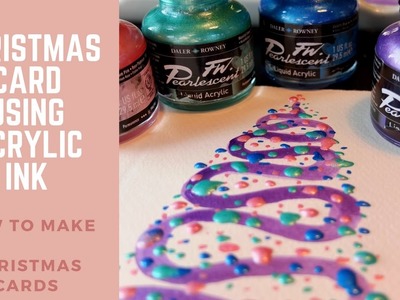 Christmas card tutorial - Christmas tree in acrylic ink