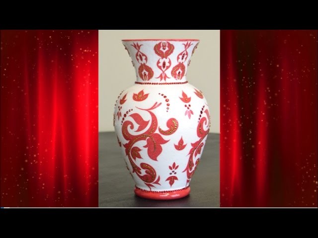 DIY Decoupage Damask Vase With Rhinestones For My Mom.Decor Ideas (HD)