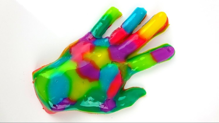 DIY Gummy Hand! Giant Jelly Jello Rainbow Hands - How To Make It