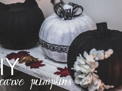 Halloween DIY: No Carve Pumpkins (Floral Crescent Moon, Ghostly Lace & Black Cat Pumpkin)