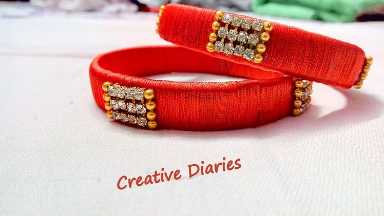How to make silk thread bangles at home I DIY I Karwa chauth special I Creative Diaries